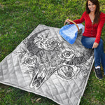 Tribal Indian Bull Skull Print Quilt