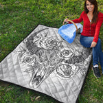 Tribal Indian Bull Skull Print Quilt