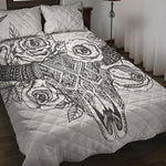 Tribal Indian Bull Skull Print Quilt Bed Set