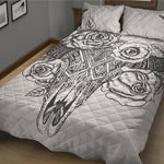 Tribal Indian Bull Skull Print Quilt Bed Set