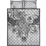 Tribal Indian Bull Skull Print Quilt Bed Set