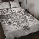 Tribal Indian Bull Skull Print Quilt Bed Set