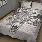 Tribal Indian Bull Skull Print Quilt Bed Set