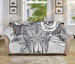 Tribal Indian Bull Skull Print Sofa Protector