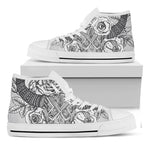 Tribal Indian Bull Skull Print White High Top Shoes