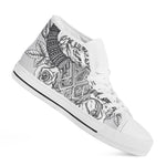 Tribal Indian Bull Skull Print White High Top Shoes
