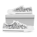 Tribal Indian Bull Skull Print White Low Top Sneakers