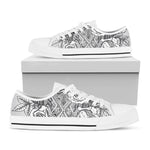 Tribal Indian Bull Skull Print White Low Top Shoes