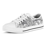 Tribal Indian Bull Skull Print White Low Top Shoes