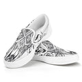 Tribal Indian Bull Skull Print White Slip On Sneakers