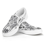 Tribal Indian Bull Skull Print White Slip On Shoes