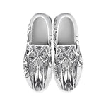 Tribal Indian Bull Skull Print White Slip On Shoes
