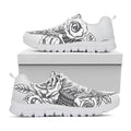 Tribal Indian Bull Skull Print White Running Shoes
