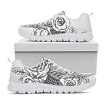 Tribal Indian Bull Skull Print White Sneakers