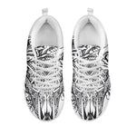 Tribal Indian Bull Skull Print White Sneakers