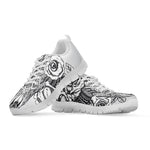 Tribal Indian Bull Skull Print White Sneakers