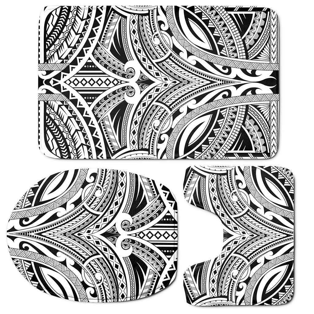 Tribal Maori Polynesian Tattoo Print 3 Piece Bath Mat Set