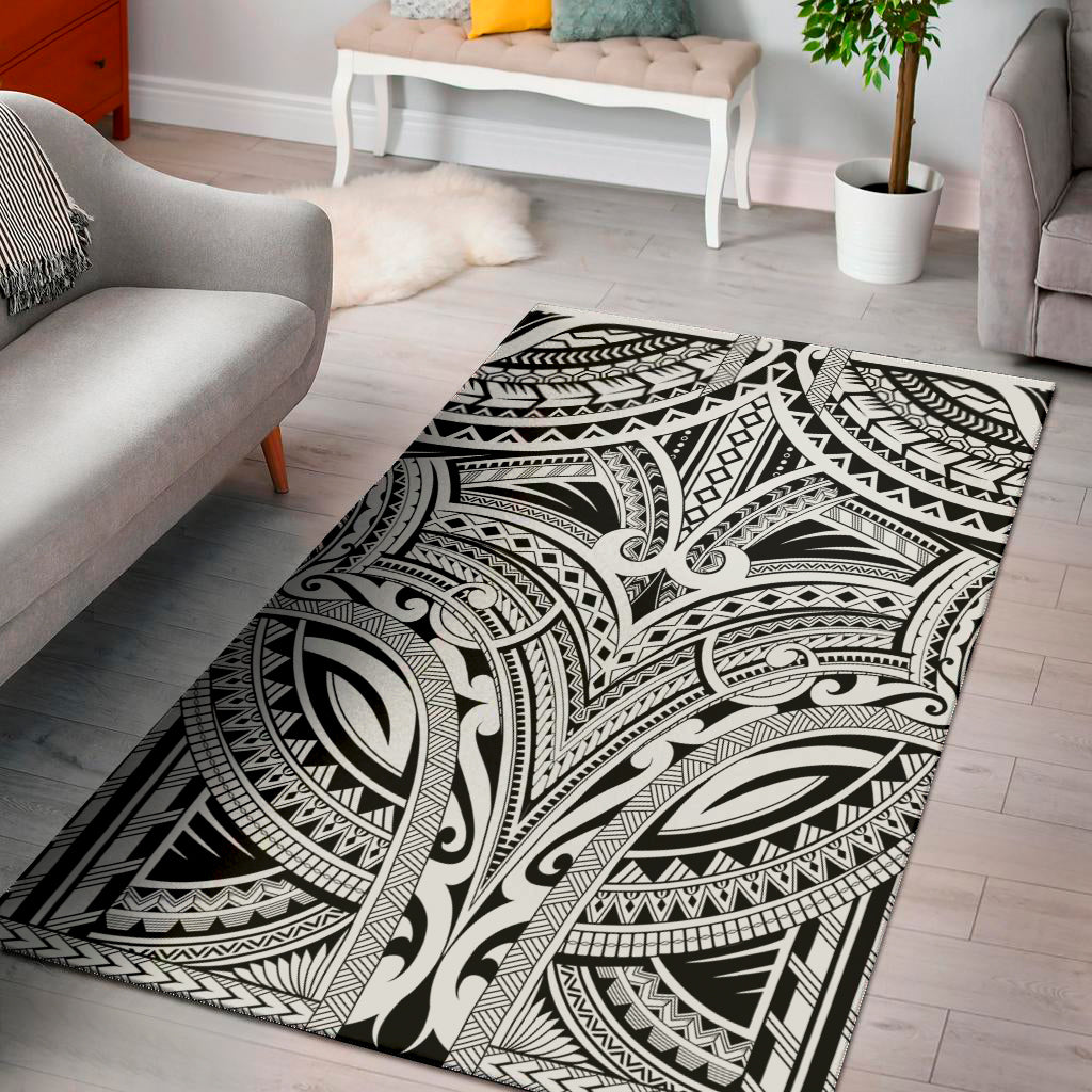 Tribal Maori Polynesian Tattoo Print Area Rug