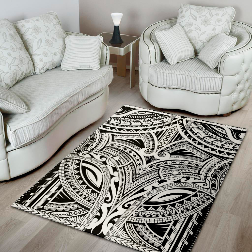 Tribal Maori Polynesian Tattoo Print Area Rug