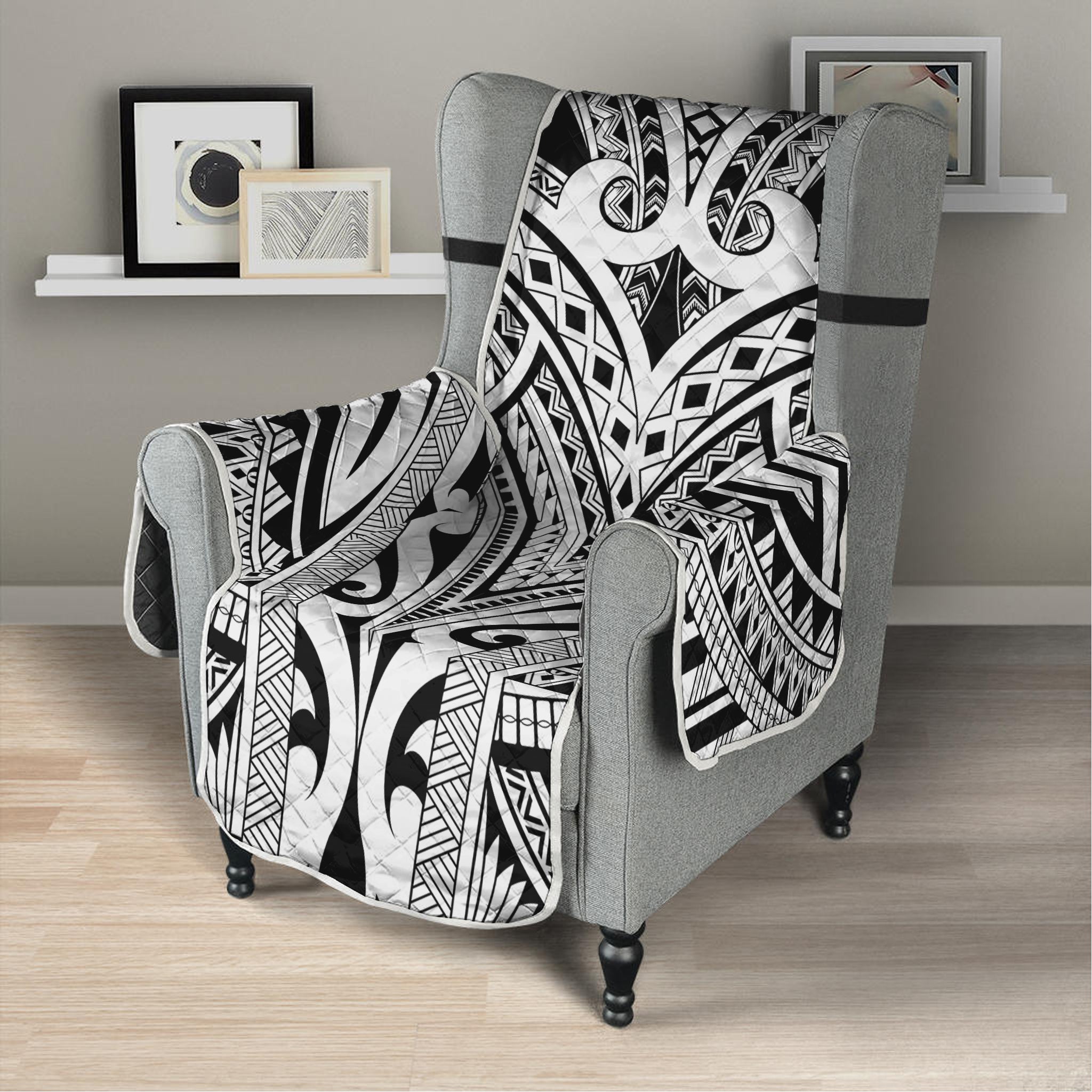 Tribal Maori Polynesian Tattoo Print Armchair Protector