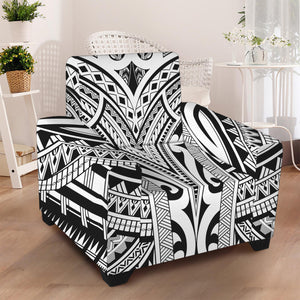 Tribal Maori Polynesian Tattoo Print Armchair Slipcover