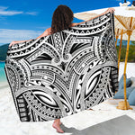 Tribal Maori Polynesian Tattoo Print Beach Sarong Wrap