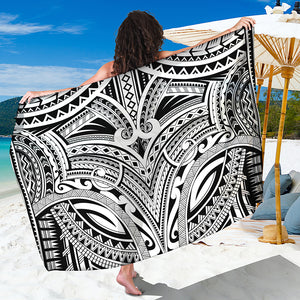 Tribal Maori Polynesian Tattoo Print Beach Sarong Wrap