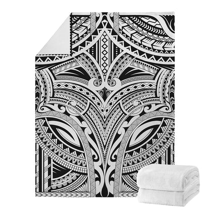 Tribal Maori Polynesian Tattoo Print Blanket