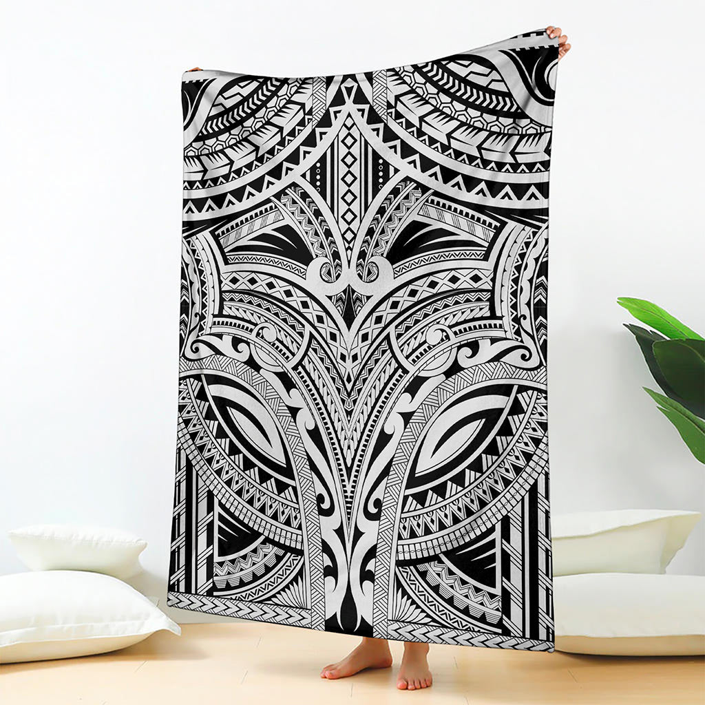 Tribal Maori Polynesian Tattoo Print Blanket