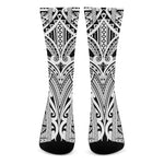 Tribal Maori Polynesian Tattoo Print Crew Socks