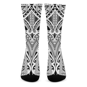 Tribal Maori Polynesian Tattoo Print Crew Socks