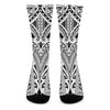 Tribal Maori Polynesian Tattoo Print Crew Socks