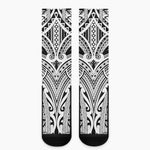 Tribal Maori Polynesian Tattoo Print Crew Socks