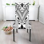 Tribal Maori Polynesian Tattoo Print Dining Chair Slipcover