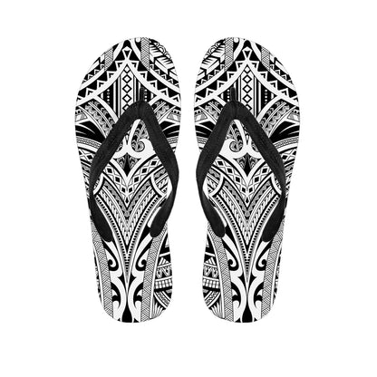 Tribal Maori Polynesian Tattoo Print Flip Flops