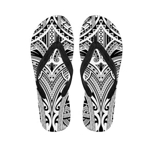 Tribal Maori Polynesian Tattoo Print Flip Flops
