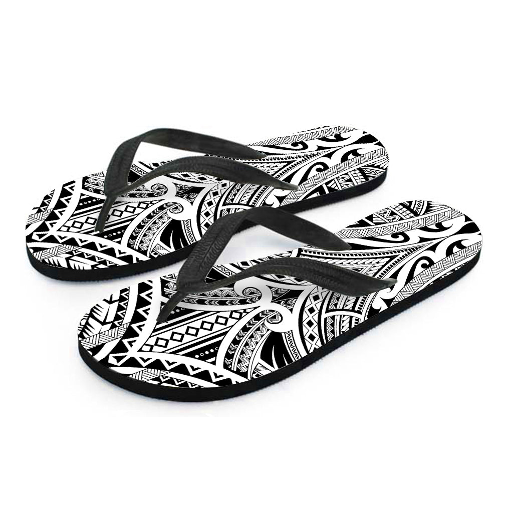 Tribal Maori Polynesian Tattoo Print Flip Flops