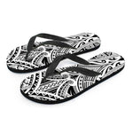 Tribal Maori Polynesian Tattoo Print Flip Flops