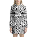 Tribal Maori Polynesian Tattoo Print Pullover Hoodie Dress
