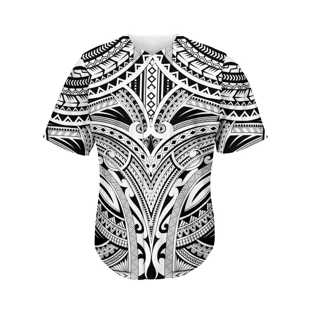 Tribal Maori Polynesian Tattoo Print Men's Baseball Jersey