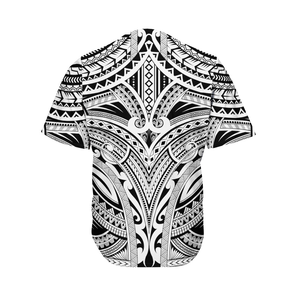 Tribal Maori Polynesian Tattoo Print Men's Baseball Jersey