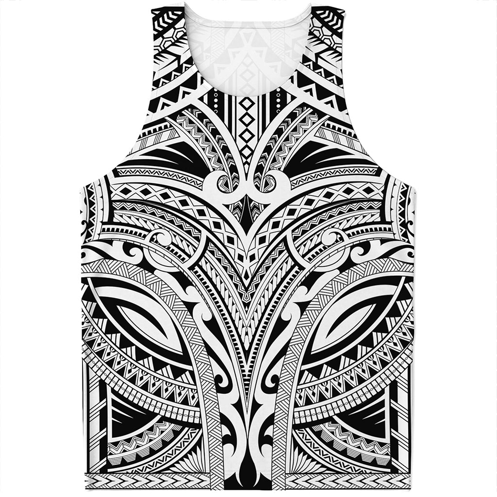 Tribal Maori Polynesian Tattoo Print Men's Tank Top