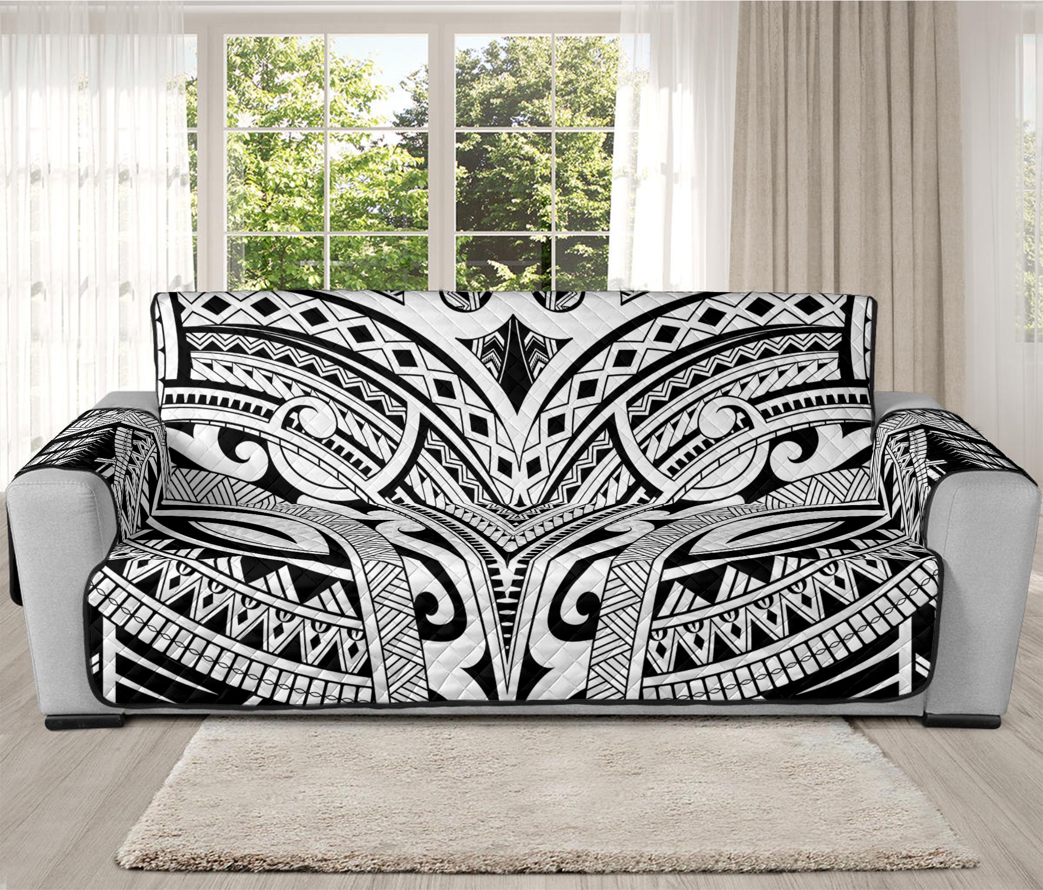 Tribal Maori Polynesian Tattoo Print Oversized Sofa Protector