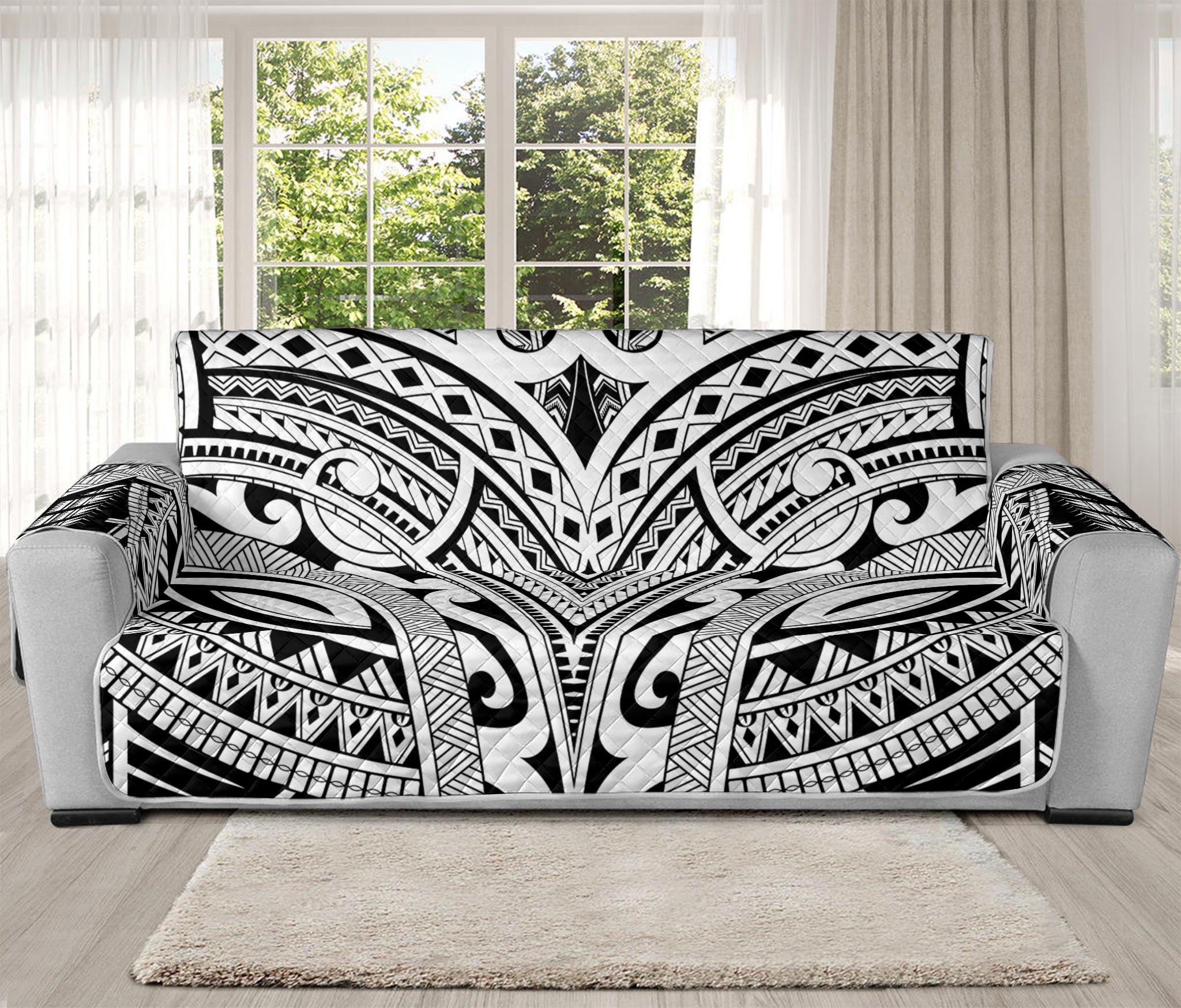 Tribal Maori Polynesian Tattoo Print Oversized Sofa Protector