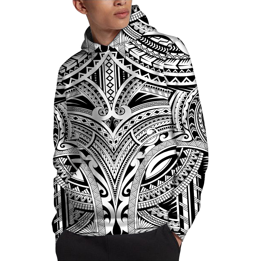 Tribal Maori Polynesian Tattoo Print Pullover Hoodie