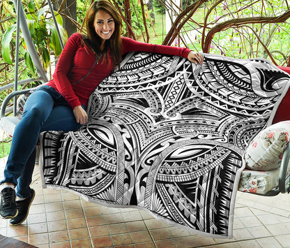Tribal Maori Polynesian Tattoo Print Quilt