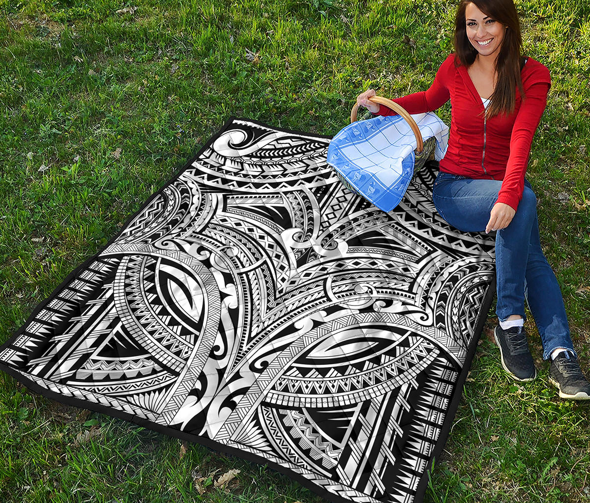 Tribal Maori Polynesian Tattoo Print Quilt
