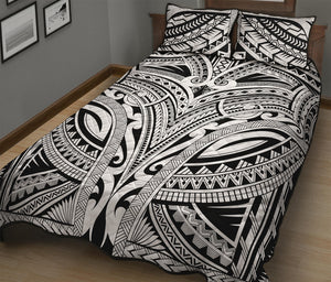 Tribal Maori Polynesian Tattoo Print Quilt Bed Set