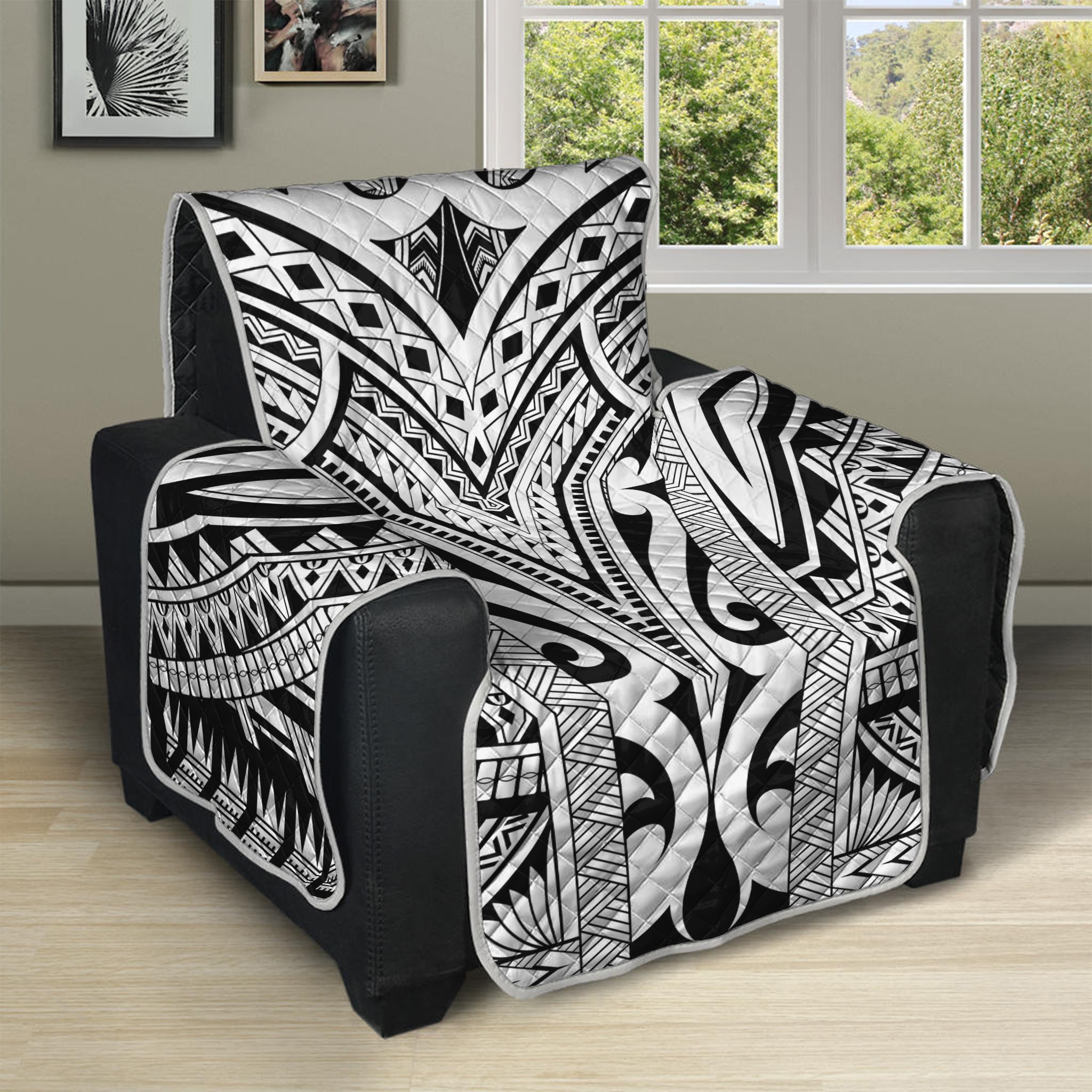 Tribal Maori Polynesian Tattoo Print Recliner Protector