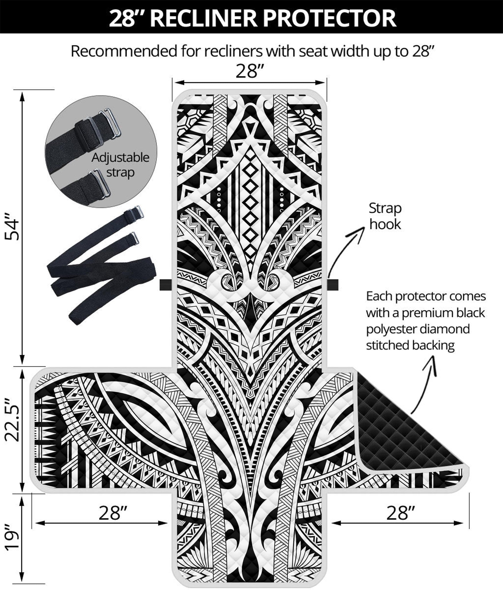 Tribal Maori Polynesian Tattoo Print Recliner Protector